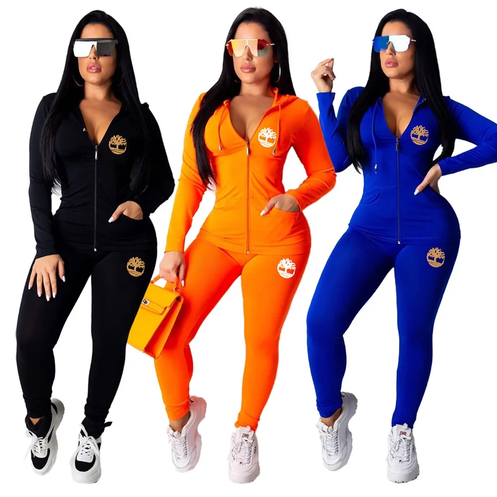 

2021 Wholesale Embroidery Logo fall And Winter 2 Piece Set Women Clothing Outfits Jogging Suits Women's Hoodies Two Piece Set