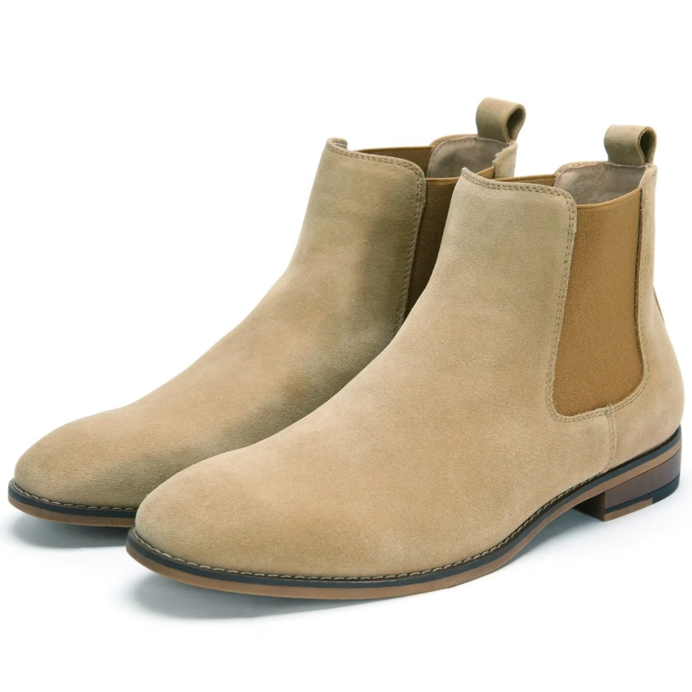 

Hand Made Beautiful Grey khaki man cow suede boot shose in hot sale