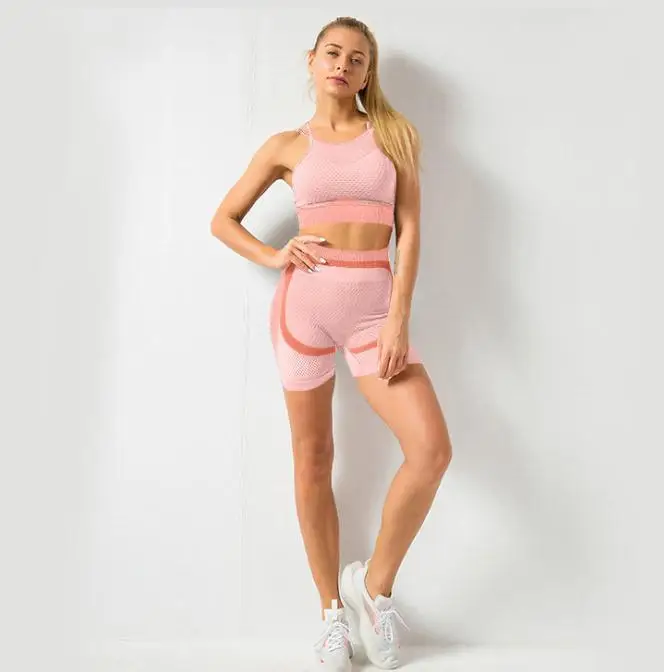 

Wholesale Seamless Women Yoga Sets Female Sport Gym suits Wear Running Clothes women Fitness Sport Sleeveless Yoga Suit