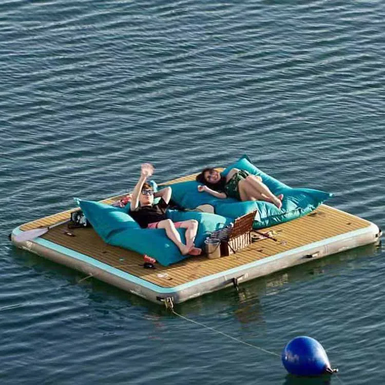 

Large size drop stitch inflat water platform inflatable yacht dock board 10 x10 for river and sea