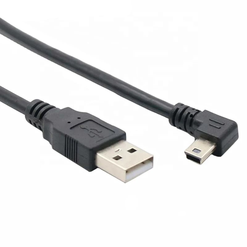 

Mini USB B Type 5pin Male Right Angled 90 Degree to USB 2.0 A Male Data Cable, Black