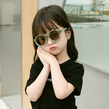 

Children Boy Girl Cute Leopard Double Color Cartoon Bear Shape Round Sunglasses Kids Vintage Sunglasses UV400 Protection Classic, Colors