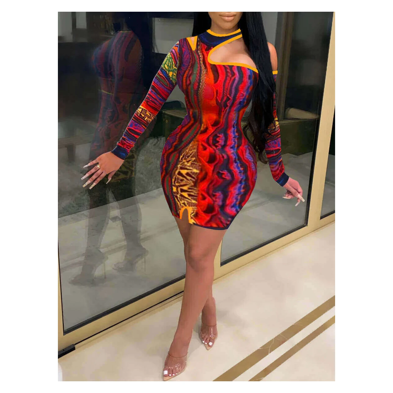 

Fvshion 5XL Jurk Vestidos Kleidung Slim Roupa Sexy Cub Plus Size Robe Print Women Sheath Strapless Mini Split Dress Pakaian