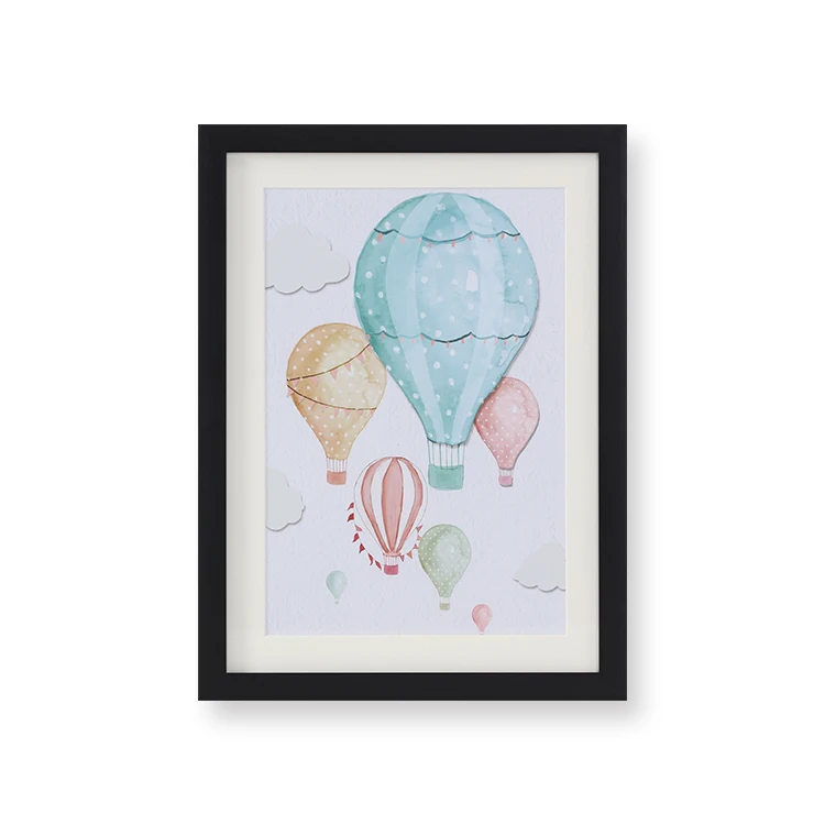 

Hot Air Balloon Printed Image with Mat Mdf Board Customize Hanger Home House Kids Room Decor Art Picture Framed Wall Artwork