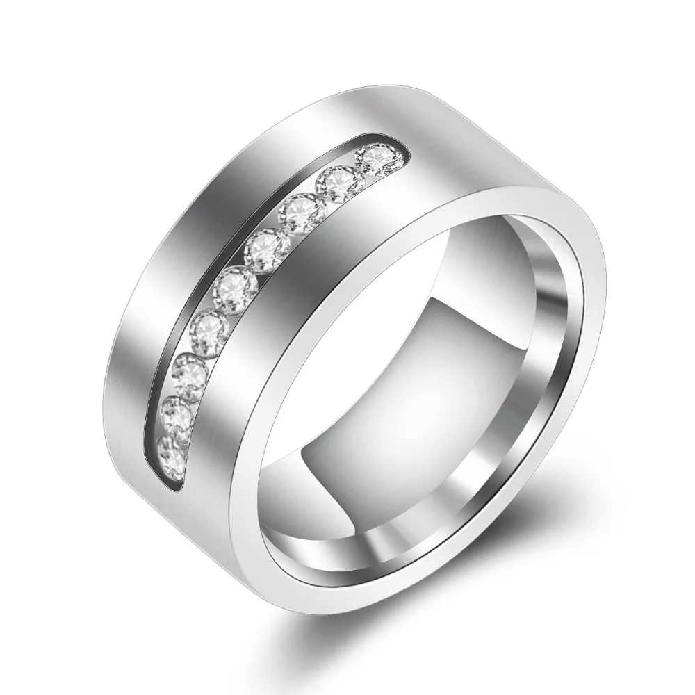 

single row personalized simple stainless inlaid zirconium Stainless steel ring popular