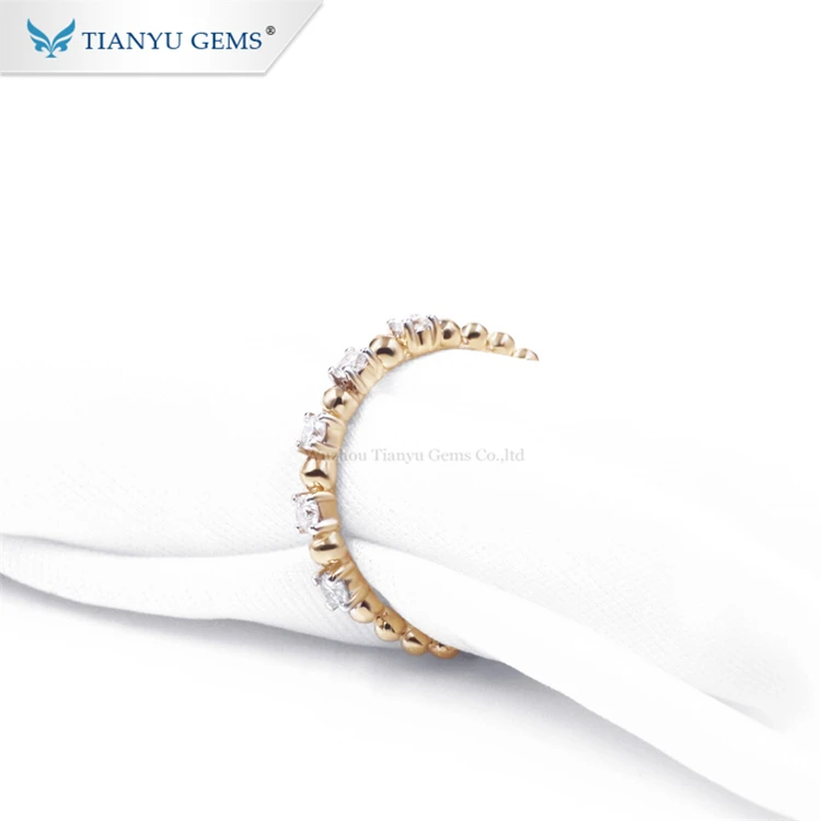 

Tianyu gems customized jewelry new design 10k yellow gold ladies finger moissanite ring