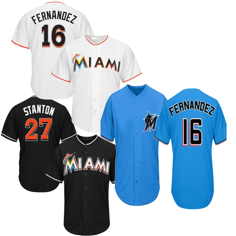

16 Jose Fernandez 27 Giancarlo Stanton Miami Baseball jersey