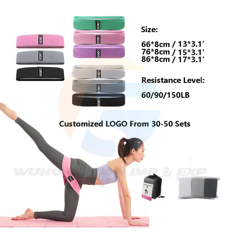 

Fusion Custom Printed Yoga Gym Exercise fitness for Legs Glutes Booty Hip Fabric Resistance Bands with logo, Green,pink,grey,white,black