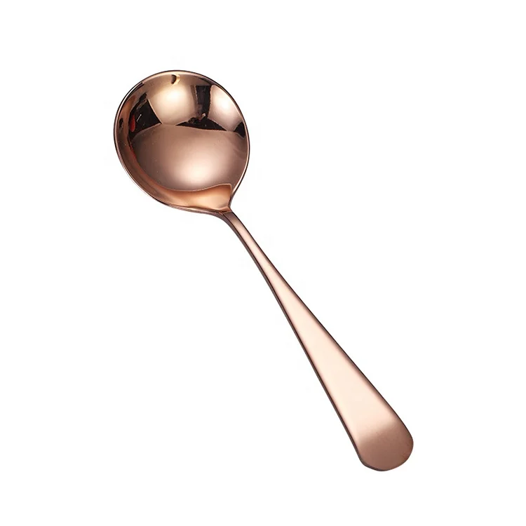 

Customized 304 Stainless Steel Soup Ladle Spoon Tableware Soup Spoon Metal Golden Children Reusable Table Short Dinner Spoon