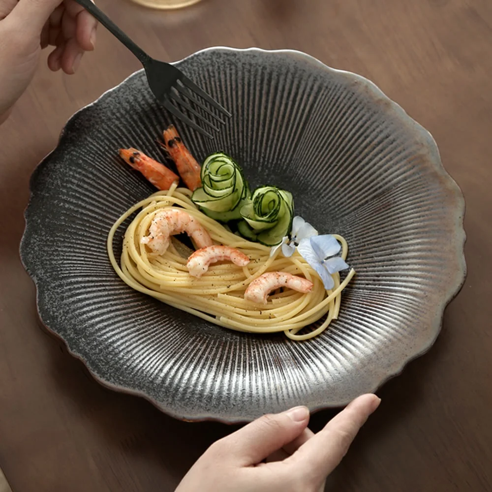 

Factory Direct Wholesale Japanese Ceramic Catering Fruit Salad Pasta Plate Porcelain Dinner Plates For Restaurant Hotel