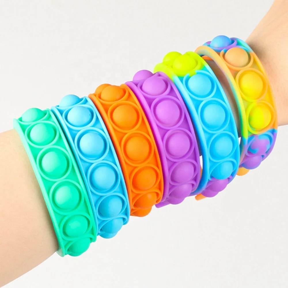 

Multi Colors Fashion Relaxing Fidget Toys Bracelet Anti Stress Rubber Silicone Bracelet For Kids Adults
