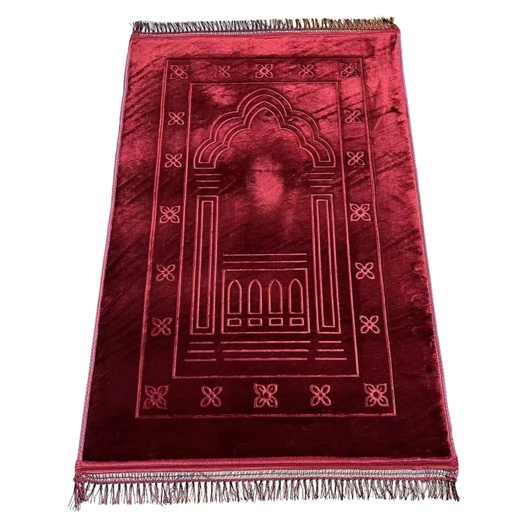 80x120CM Thicker Prayer Rug Islamic Worship Blanket Lasher Solid Color Embossing Prayer Mat Muslim Sajda Ramadan Carpet Janamaz