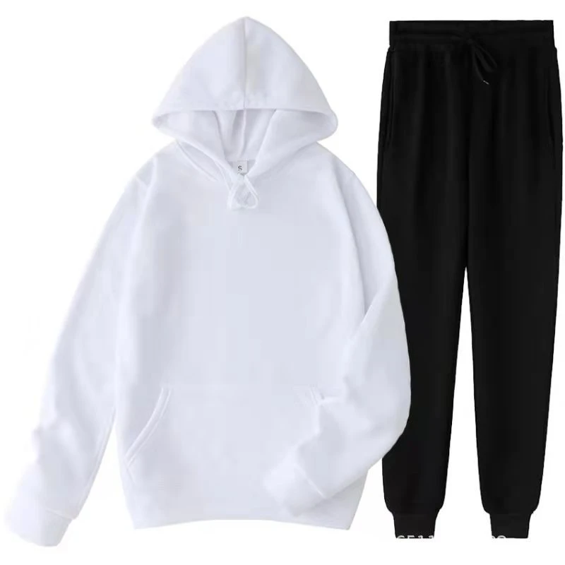 

2021 New Autumn And Winter Fashion Women Soild Color Sweatpants And Hoodie Set Hooded Couple Sport Casual Hoodie