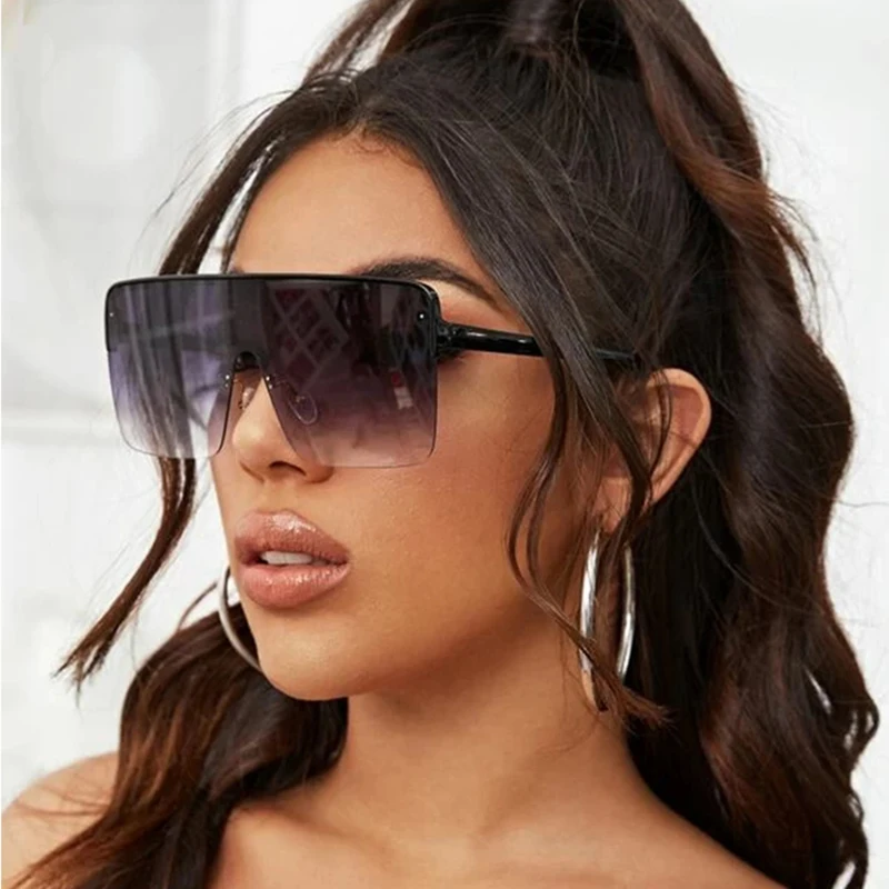 

Trendy Oversize One-Piece Lens PC Frame UV400 2021 Women Sun Glasses River