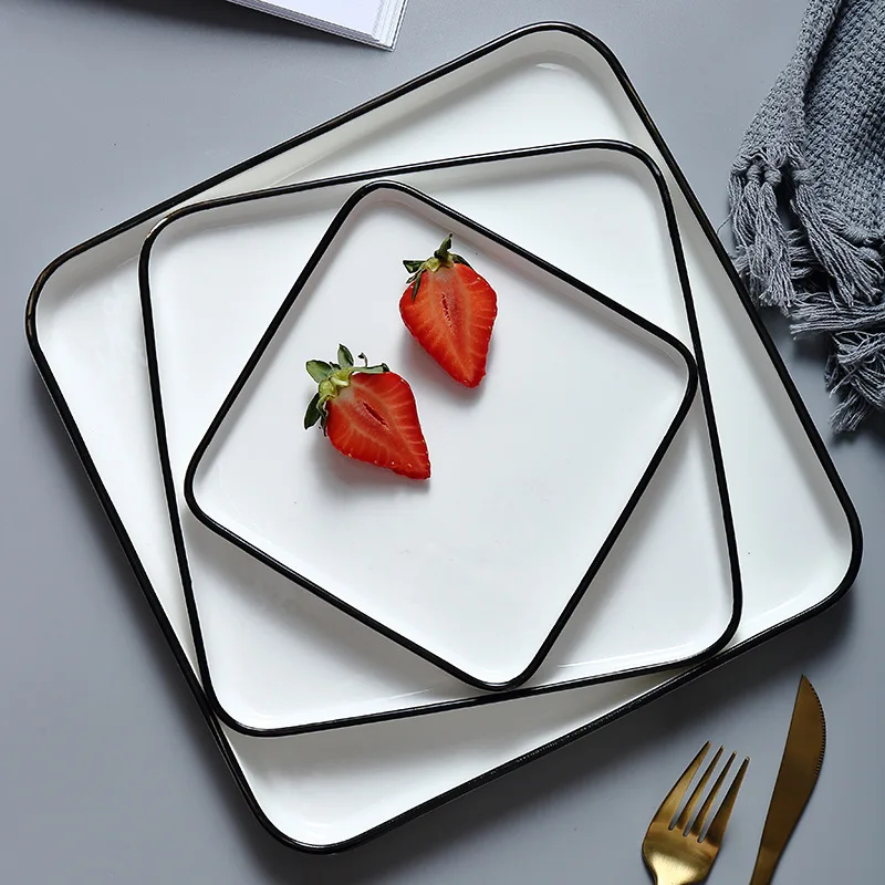 

Hot Sell Simplicity White Porcelain Square Plates for Hotel