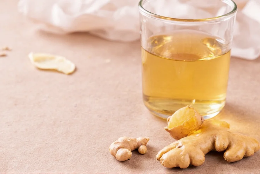 Fresh ginger root and brewed ginger tea for pregnancy nausea relief
