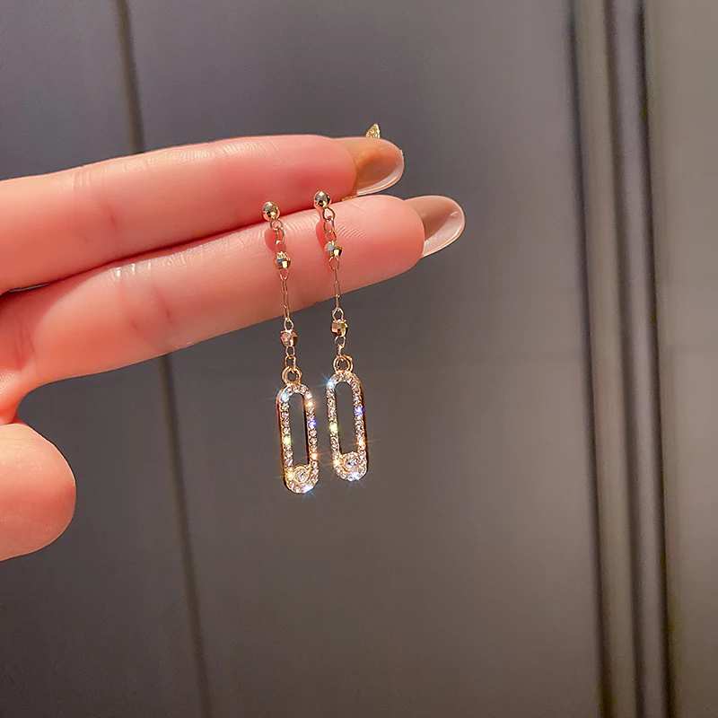 

crystal geometric drop fashion earrings women