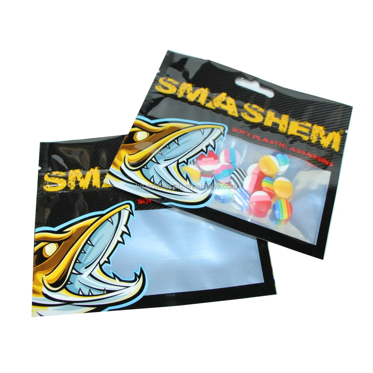 Factory Custom Printed Laminated Plastic Fishing Soft Worm Bait Bag