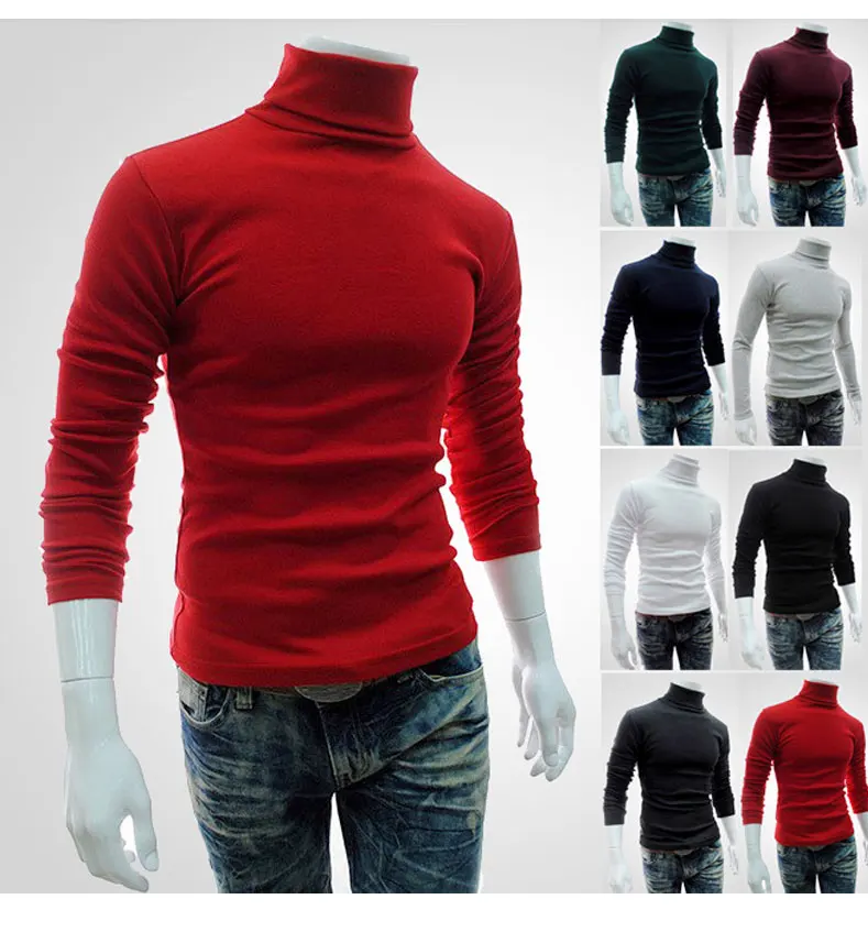 

Winter Mens Bottom Shirt Long Sleeve Turtleneck Sweater, Customized color