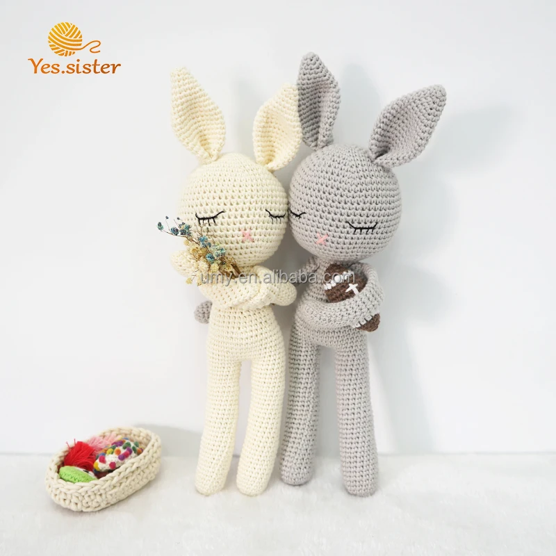 

Toys King Bunny Amigurumi Cotton Crochet Hand Made Small Sleepy Bunny Doll Rabbit Toy