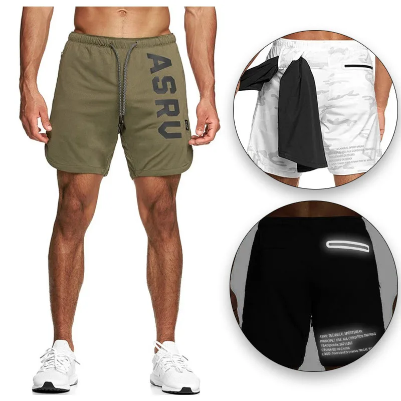 

Men shorts joggers gym wear summer sports quick drying fitness running training pants shorts 2-piece set, 5 colors