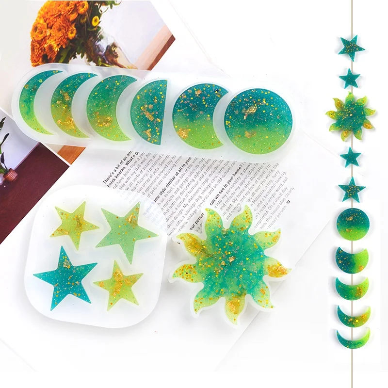 

TC128 Star Moon Shape Pendant Jewelry Name Widget Silicone Molds Resin For Jewelry Home Room Decoration 1202