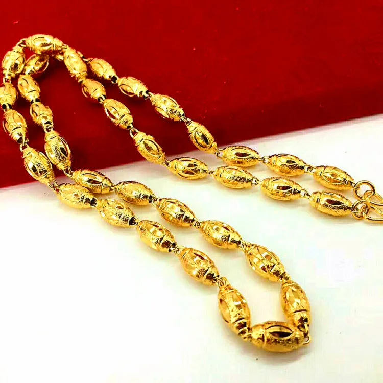 

Gold Plated Olive Bead Necklace Brass Gold Plated Necklace Exquisite Jewelry Gold Men And Women Fashion Jewelry