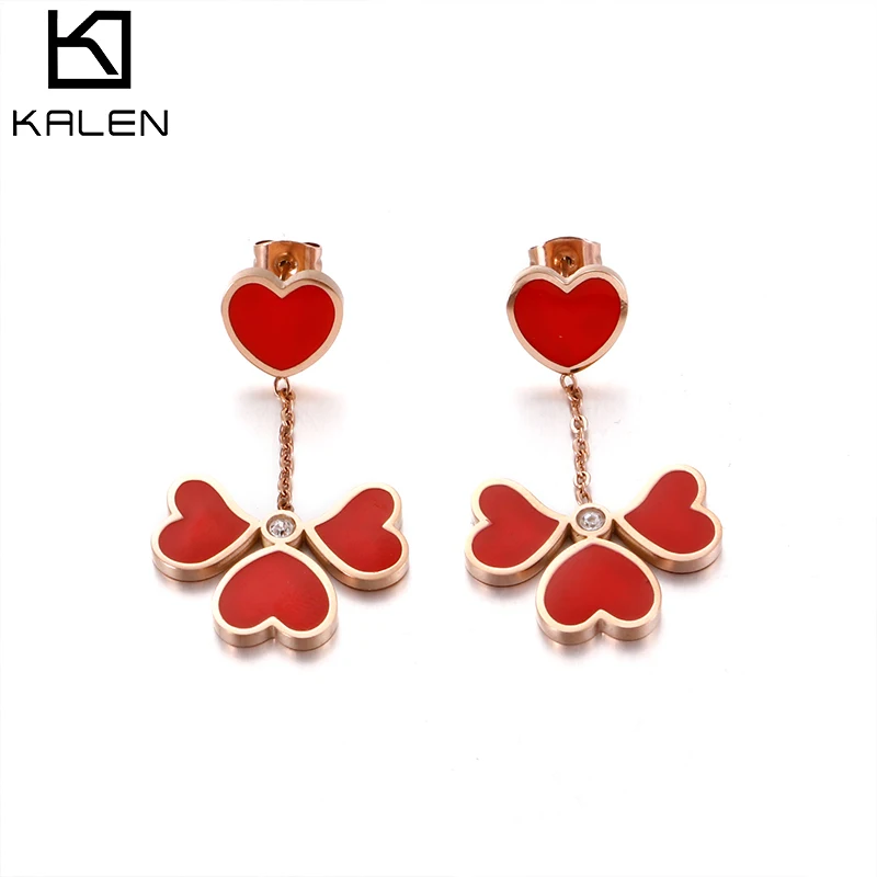 

2020 New Customizable Fashion Red Heart Stainless Steel Earrings For Women, Other
