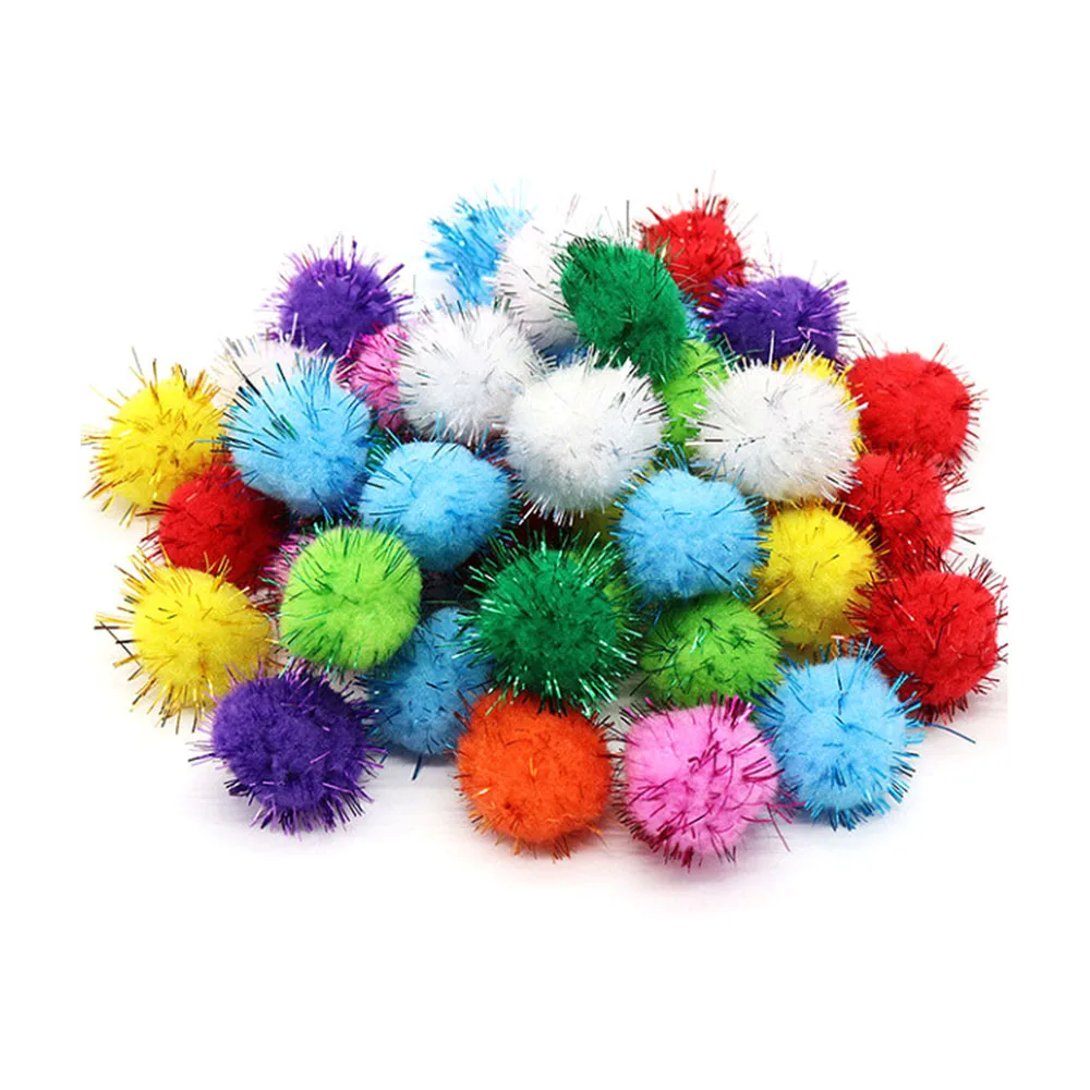 

Mixed Glitter Pompoms Soft Pom Poms Balls Arts Toys DIY Craft Supplies Sewing Fabric Pompoms Wedding Home Decoration