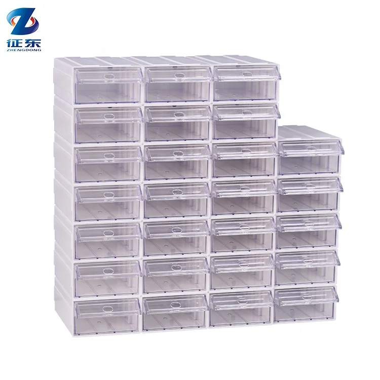 

Multipurpose Clear Desktop Electronic Components Spare Parts Drawer Type Hardware Organizer Storage Box, White blue yellow pink all blue