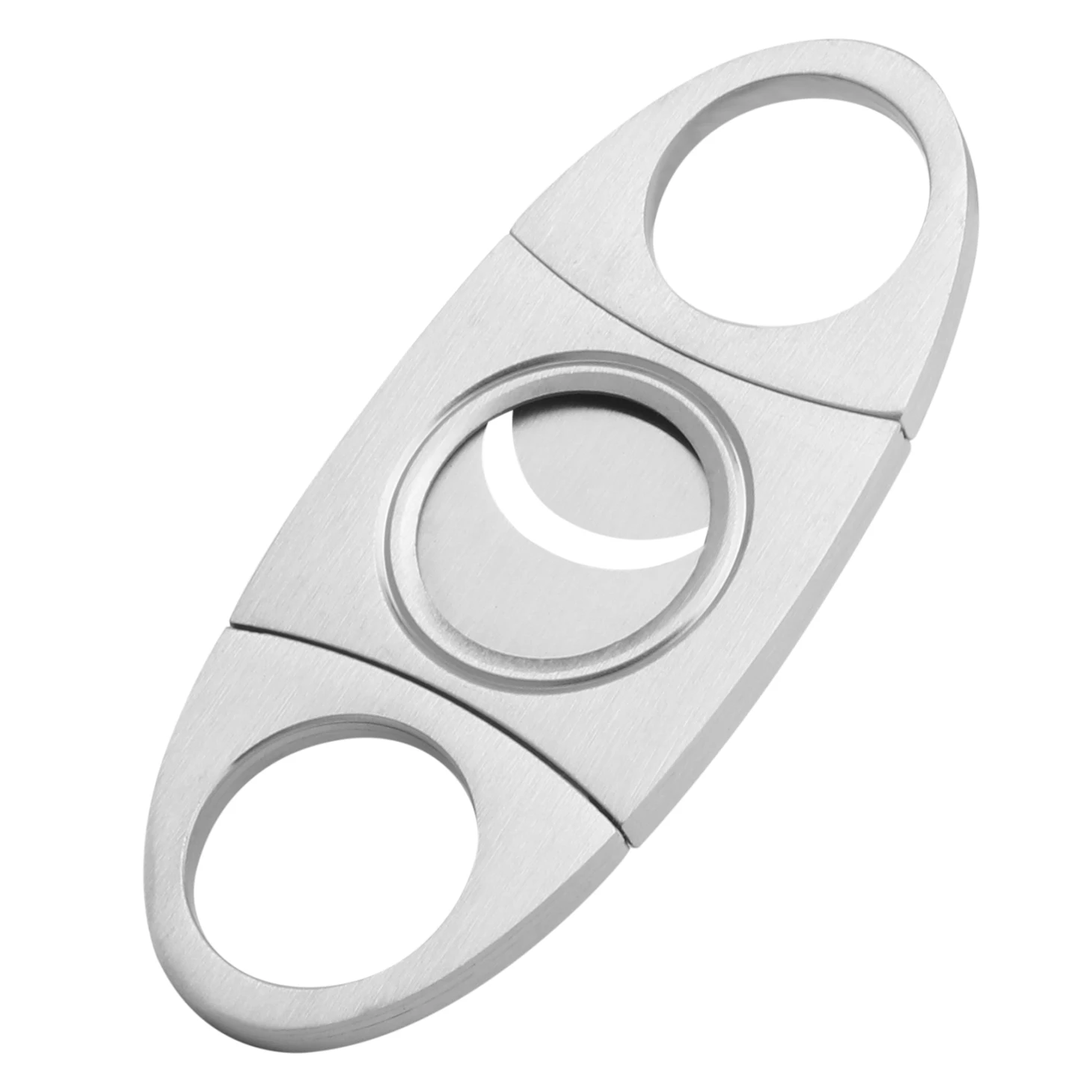 

Wholesale High Glass Metal Cigar Accessories Custom Logo Double Blade Stainless Steel Cigar Cutter, Sliver