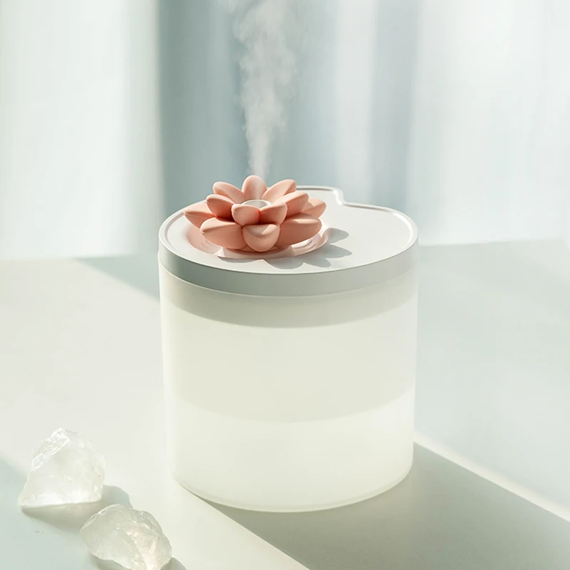 

Alcohol Disinfection Spray Lotus Shape Hot Steam Humidifier Usb Rechargeable Large Capacity Desktop Humidifier