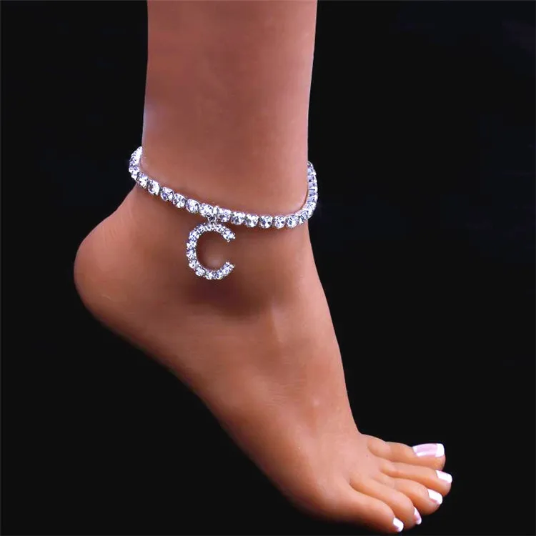 

Cross-Border Hot Style Uppercase English Alloy Letter Anklet, Personalized Fashion Beach Men'S And Women'S Footwear Anklet, Gold,silver