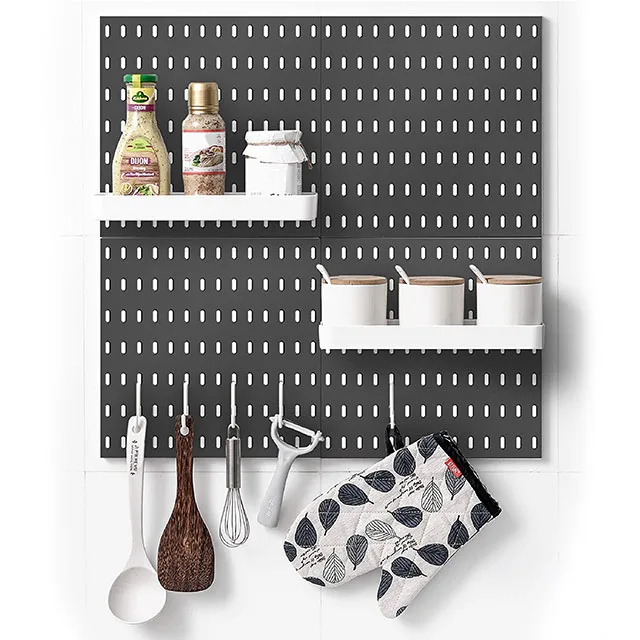 

Plastic Kitchen Pegboard Organizer Wall Mount Mesh Display Pegboard, White