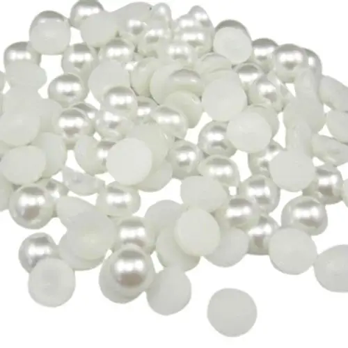 Imitation ABS Half Round Flat White Pearl Flatback For Hair Bows Scrapbook Decoration DIY Jewelry