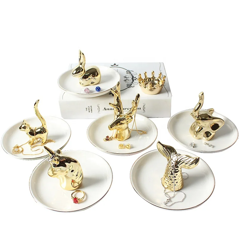 

Cat antler crown Unicorn jewelry display stand ceramic jewelry ring holder trinket ceramic jewelry dishes tray