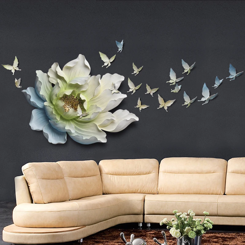 

Relife Factory Original Diy 3D Flowers Butterflies Living Room Wall Luxury Home Decor, Picture shown