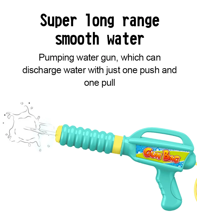 Outdoor hot sale plastic water gun toy cartoon colorful water gun backpack 2020 for kids