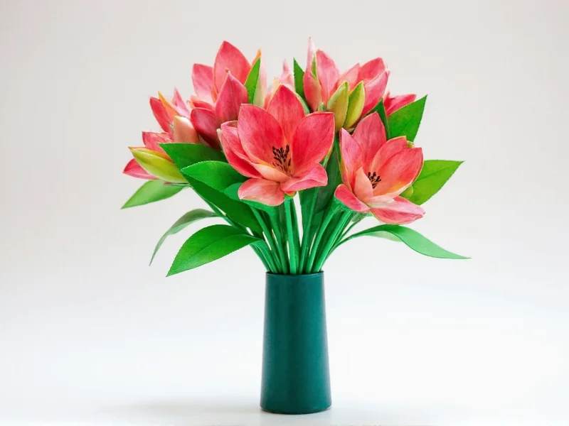 Vibrant recycled paper flower bouquet in vase