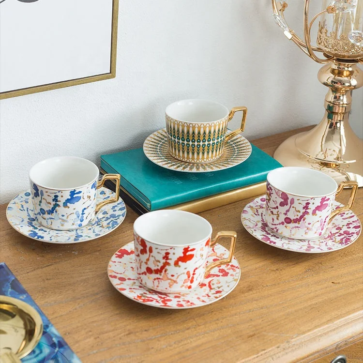 

Hot sale ceramic mug coffee cup and plate afternoon tea set household porcelain cups, As the picture