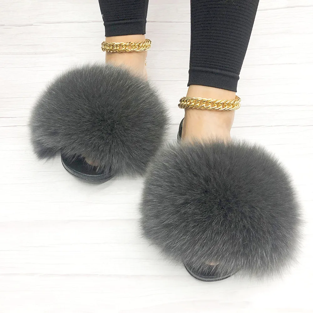 

2021 fashion fur slippers raccoon fur slippers fur slide sets, Customer's request