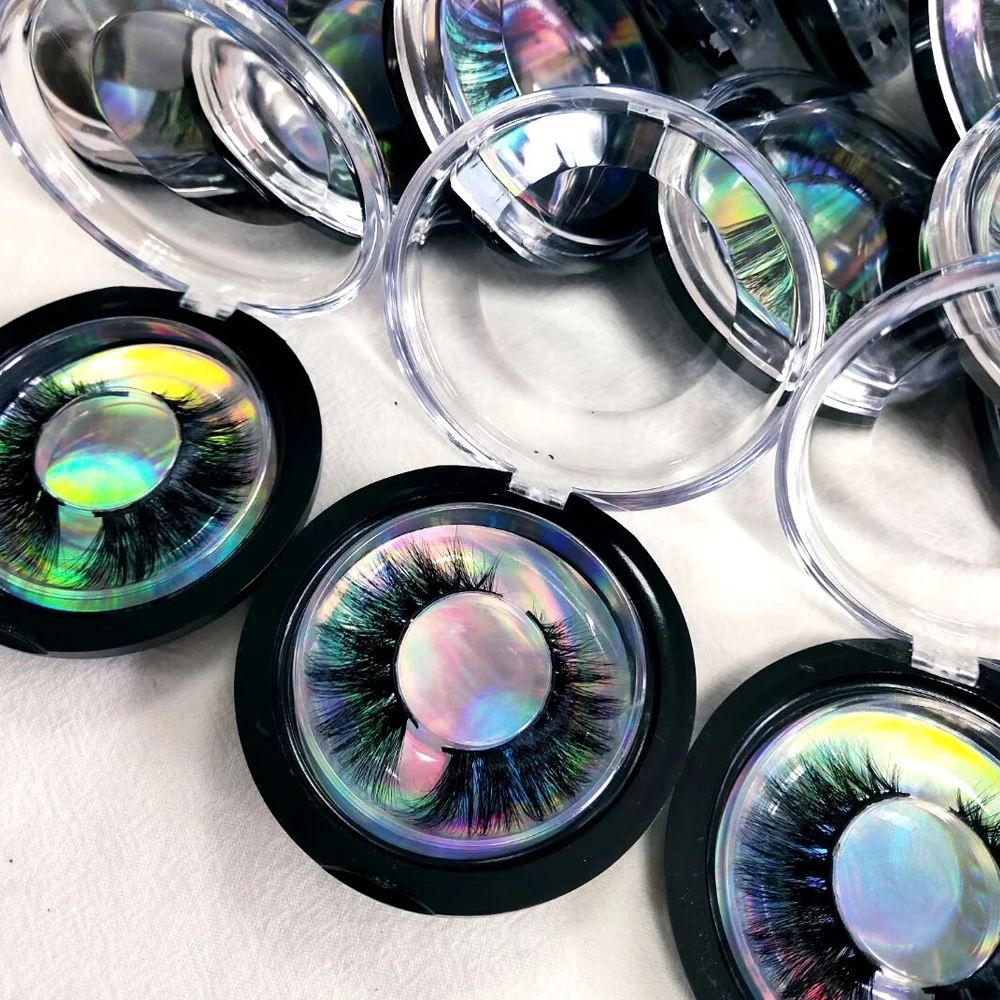 

wholesale 2021 3d new styles individual eyelash custom real mink lashes handmade 25mm with customized diamond box lashes, Black color