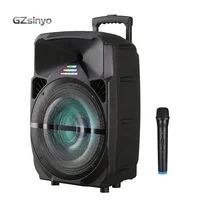 

15inch Outdoor Portable speaker/Rechargeable battery karaoke trolley plastic speaker with BT USB