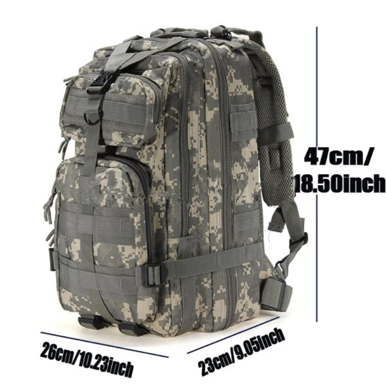 

High quality durable material outdoor trekking day big capacity army style backpack, Black