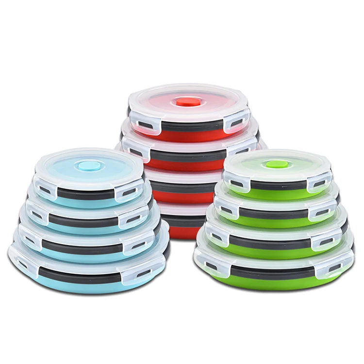 

Heat Resistant Folding Kids Silicone Collapsible Food Storage Container