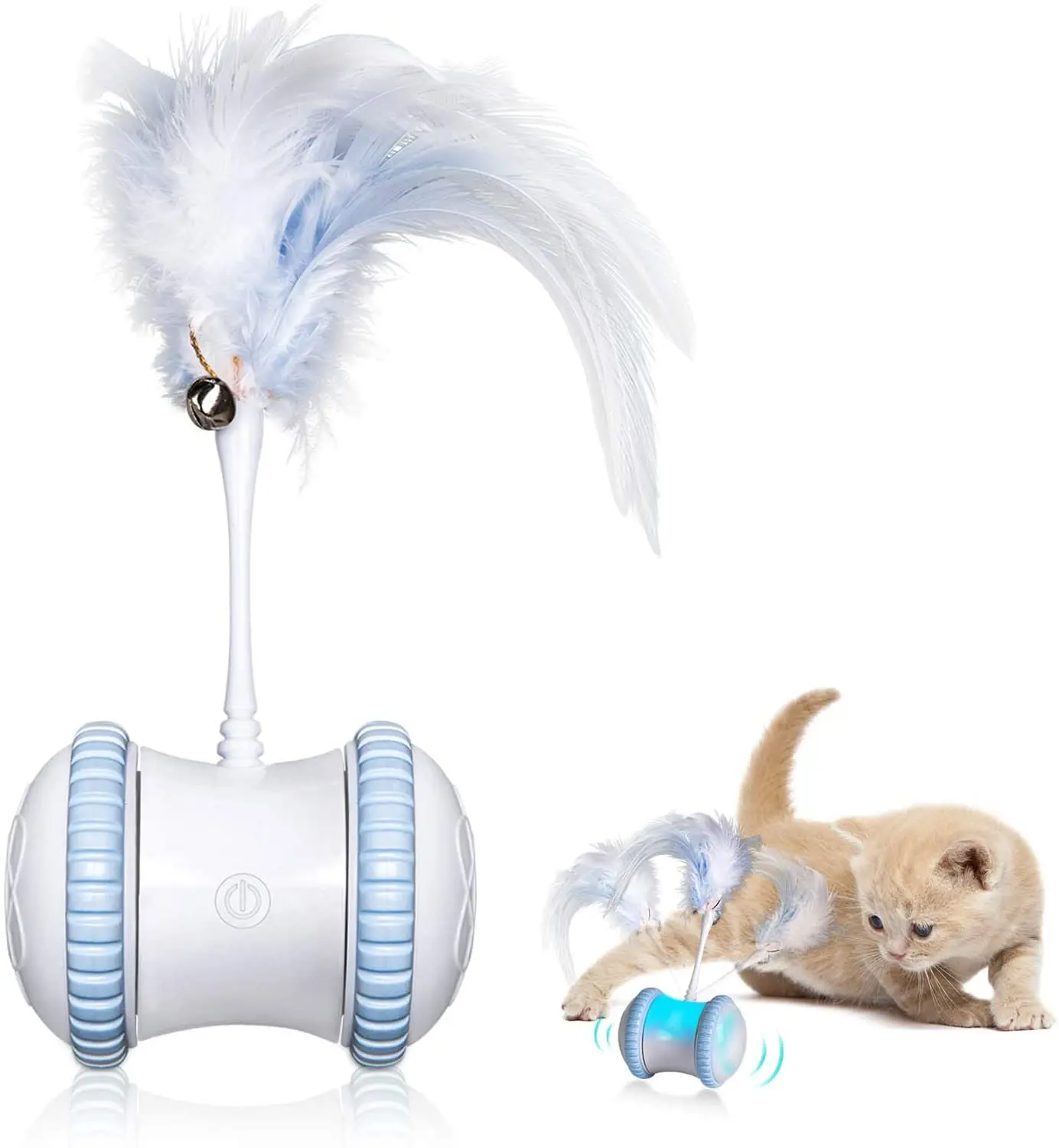 

USB Automatic Cat Toy Intelligent Electric Balance Car Pet Toys with Feather Teasing Bell Stick