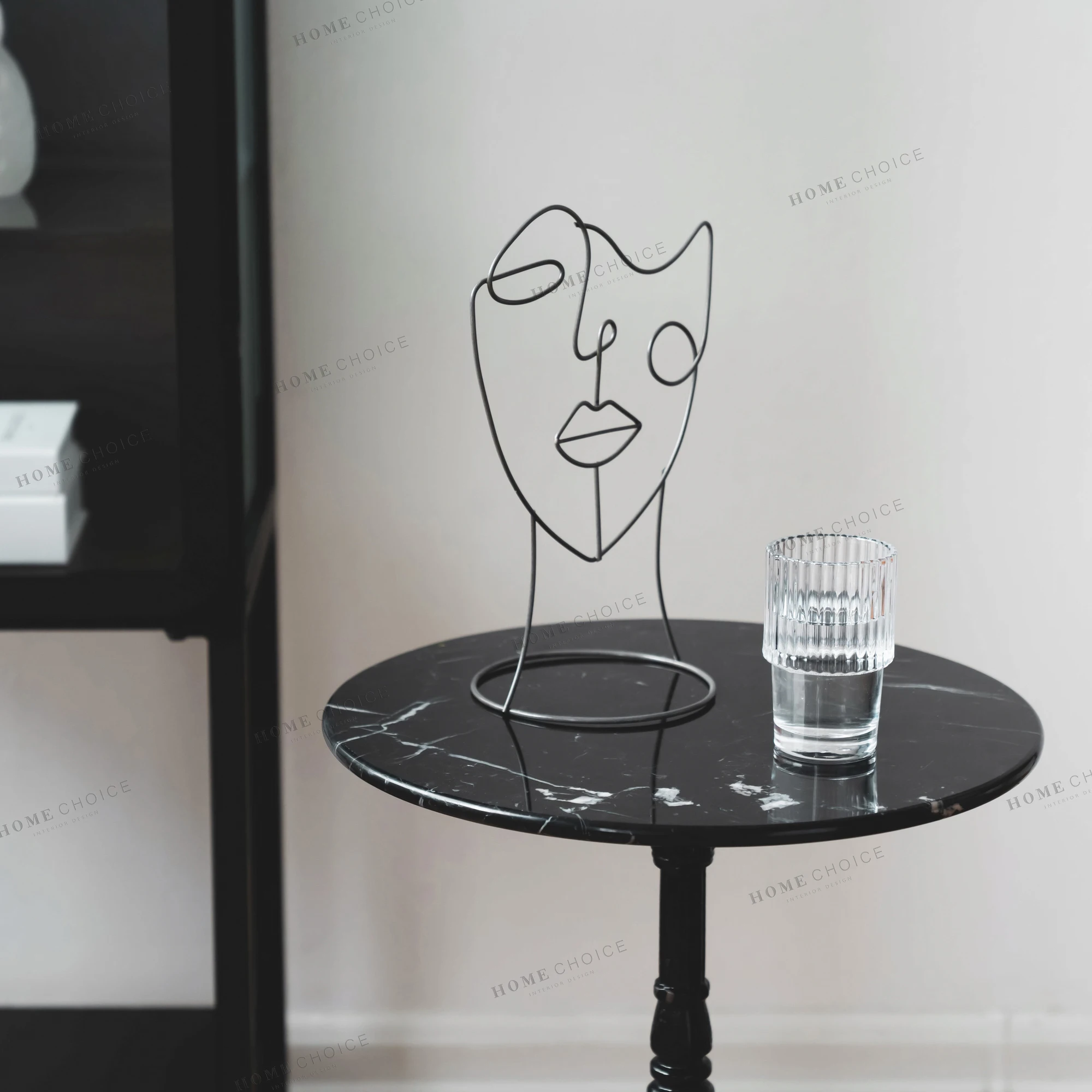 2020 New nordic interior black metal iron table deco face flower leaf minimalist deco craft for home