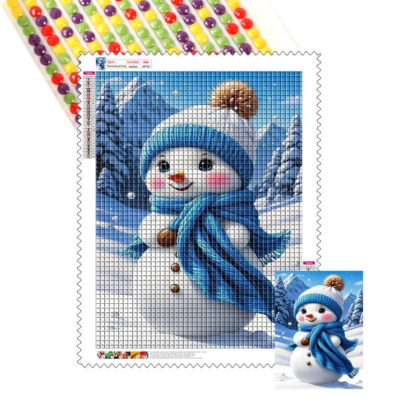 Hot Selling 5d Diy Animal Diamond Painting Cute Smiling Snowman in Winter AB Diamond Full Drill Custom Diamond Painting Sets