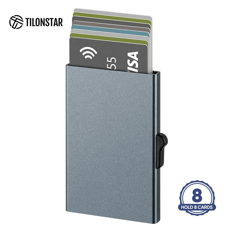 

Factory Wholesale Price Thin Minimalist Front Pocket Wallet RFID Blocking Wallet Aluminum Wallet Card Holder