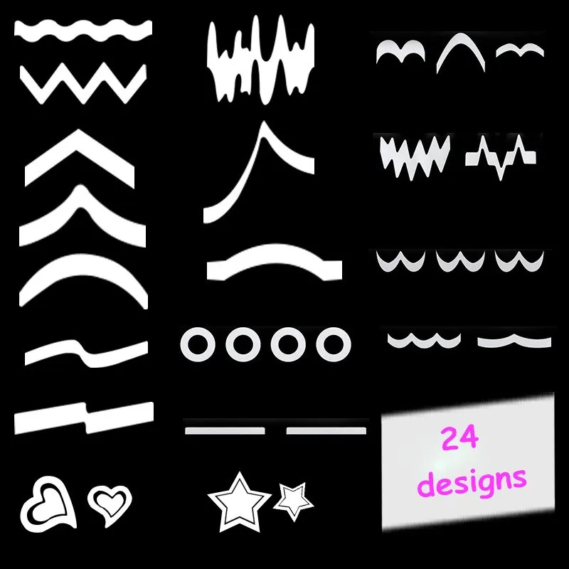 

Nail Art Unique French Nail Sticker 24 Mixed Smile Sticker Virtual French Nail Style Design Tips Guide